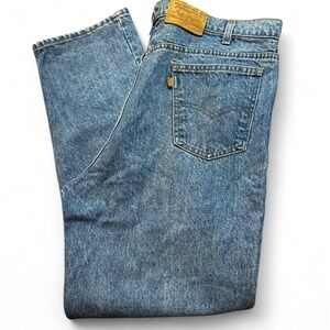 Vintage Levi's 540 leather patch 90s Relaxed Fit Blue Denim Jeans‎ fit 41x32